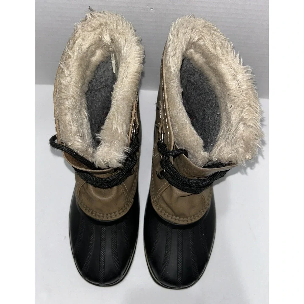 Ram Sorel Women's boots Size 5 Tan Fur Trim Water Resistant Winter Wool‎ Lined